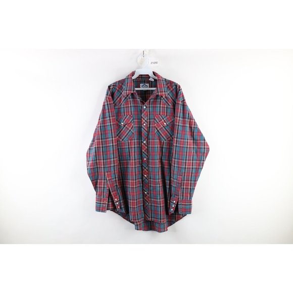 Vintage 90s Streetwear Mens Size Large Western Pearl Snap Button Shirt Plaid - Picture 1 of 8